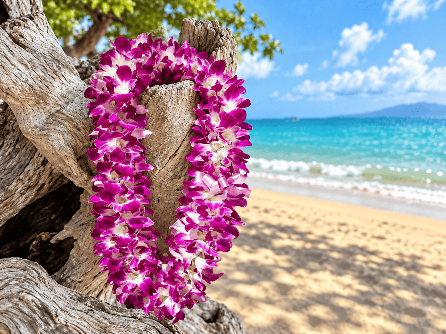 Deluxe Orchid Lei - a lavish lei with three times the amount of flowers compared to the Standard Lei.